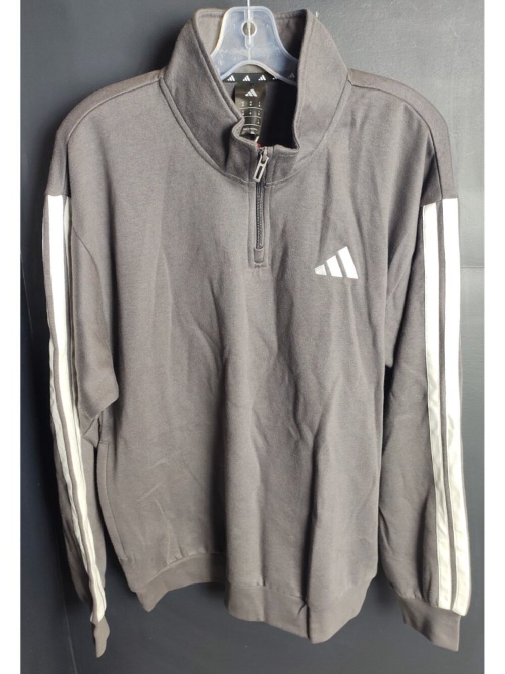 Size Medium, ADIDAS Grey 1/4 Zip Pullover Sweatshirt